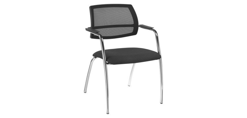 Chaise de réunion Constance, tissu Bondai non feu, dossier maille