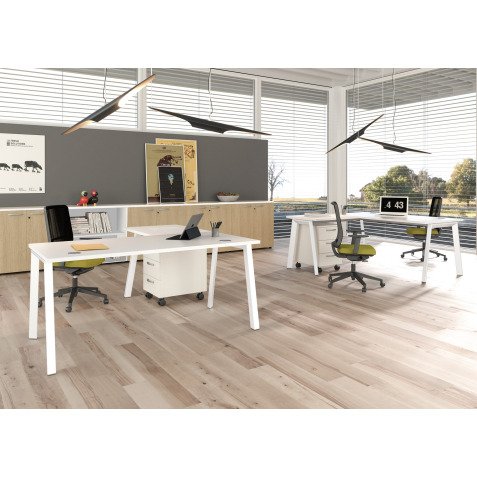 Scrivania wood-metal 120x80 cm bianca gambe in metallo bianco
