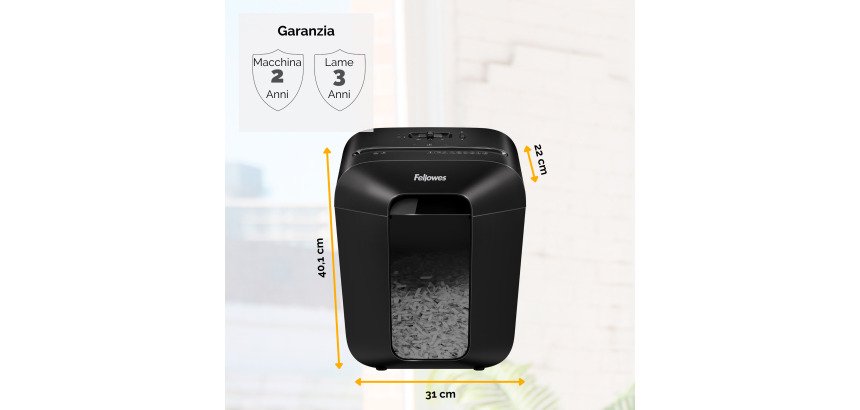 Distruggidocumenti Fellowes LX50 taglio a frammento livello di sicurezza P4 - 9 fogli - Nero