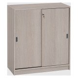 Armoire Harmonie H 100 x L 90 x P 44 cm corps et portes coulissantes chêne gris