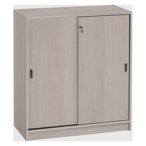 Armario bajo de madera Alt. 100 x An. 90 cm Harmonie puertas correderas Roble gris