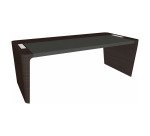 Bureau droit Direction Xennon finition placage bois L 190 cm avec sous-main en cuir