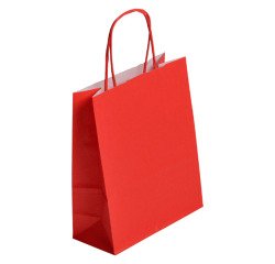 Bolsas de papel rojas con asas retorcidas de calidad 90 g/m² - Paquete 50 bolsas