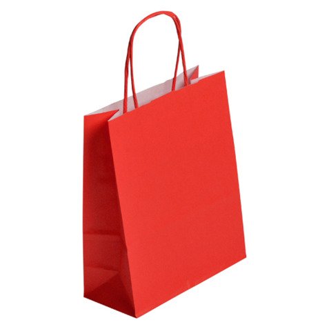 Red kraft bag with twisted handles, 90 g/m² quality - 50 bags