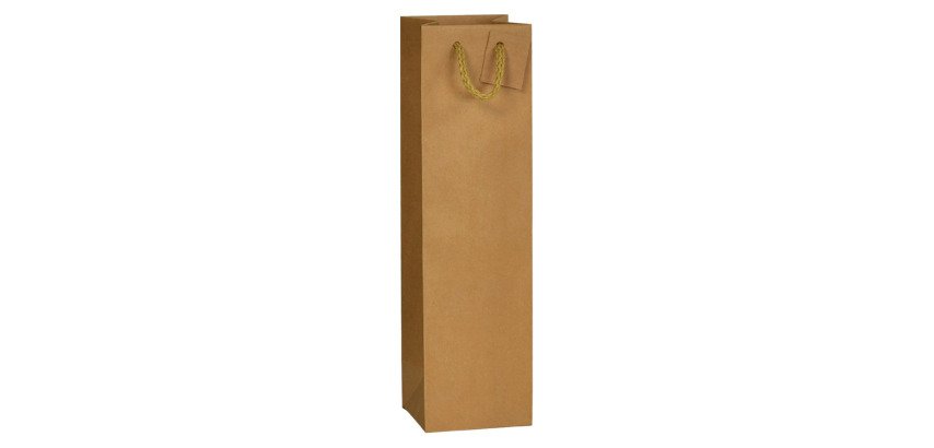 Sac bouteille magnum kraft brun poignées cordelières - 10 sacs