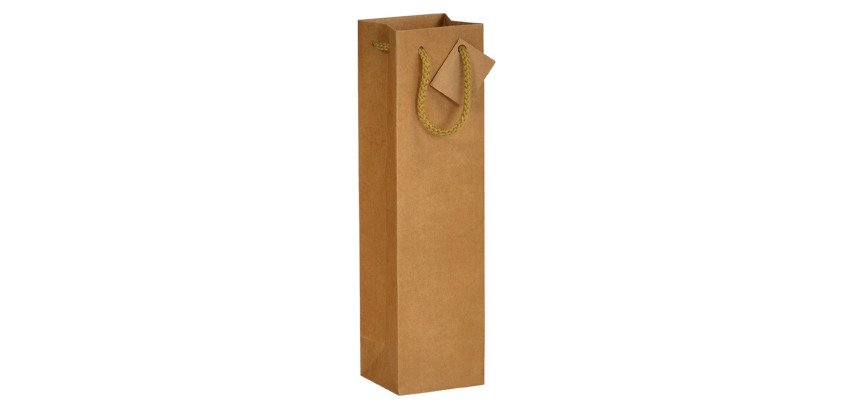 Sac bouteille kraft brun poignées cordelières - 25 sacs