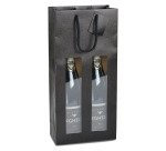 Sac 2 bouteilles kraft noir avec fenêtre poignées cordelières - 10 sacs