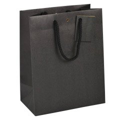 Bolsas de papel kraft negro con asas de cordón de calidad 175 g/m² - Paquete 10 bolsas