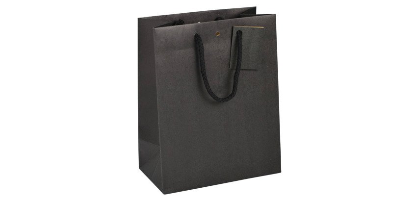 Black kraft bag with cord handles quality 175 g/m² - 10 bags