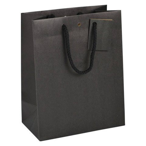 Bolsas de papel kraft negro con asas de cordón de calidad 175 g/m² - Paquete 10 bolsas