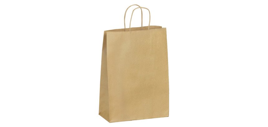 Sac kraft brun poignées torsadées qualité 100 g/m² - 50 sacs