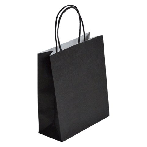 Bolsas de papel negras con asas retorcidas de calidad 90 g/m² - Paquete 50 bolsas