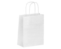 Bolsas de papel kraft blanco con asas retorcidas de 90 g/m² - Paquete 50 bolsas