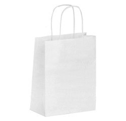 Bolsas de papel kraft blanco con asas retorcidas de 90 g/m² - Paquete 50 bolsas
