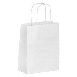 Sac kraft blanc poignées torsadées qualité 90 g/m² - 50 sacs