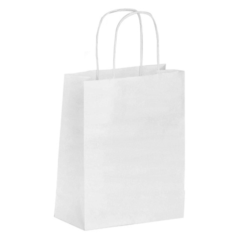 Sac kraft blanc poignées torsadées qualité 90 g/m² - 50 sacs