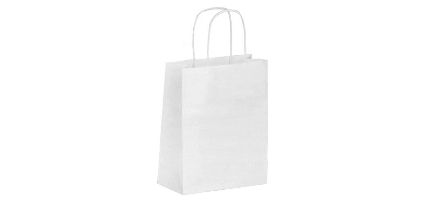 Sac kraft blanc poignées torsadées qualité 90 g/m² - 50 sacs