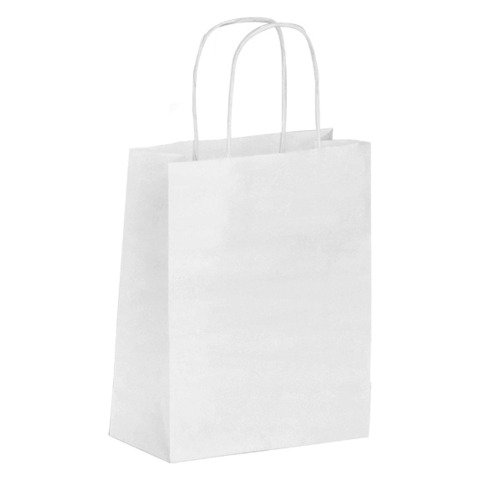 Bolsas de papel kraft blanco con asas retorcidas de 90 g/m² - Paquete 50 bolsas