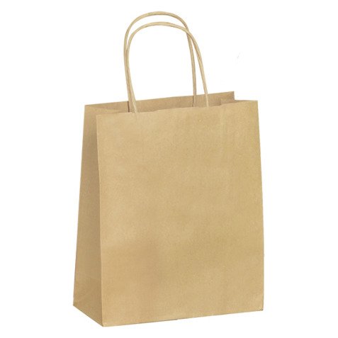 Sac kraft brun poignées torsadées qualité 90 g/m² - 50 sacs