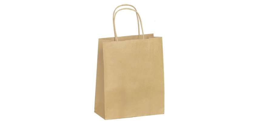 Sac kraft brun poignées torsadées qualité 90 g/m² - 50 sacs