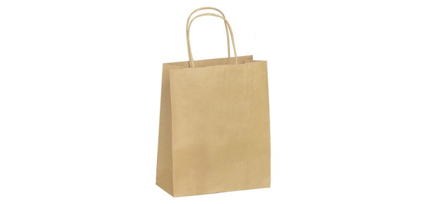 Sac kraft brun poignées torsadées qualité 90 g/m² - 50 sacs