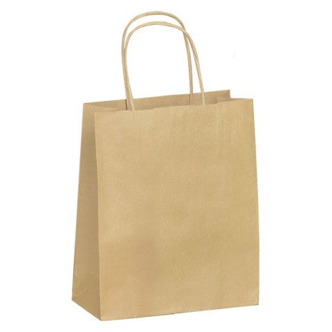 Bolsas de papel kraft marrón con asas retorcidas calidad 90 g/m² - Paquete de 50 bolsas