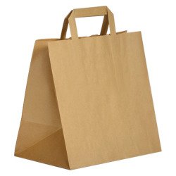 Sac kraft brun poignées plates qualité 80 g/m²  - 250 sacs