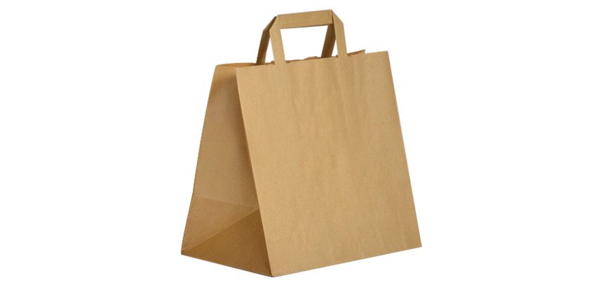Sac kraft brun poignées plates qualité 80 g/m²  - 250 sacs
