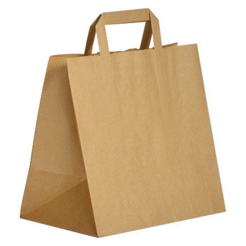 Bolsas Kraft asas planas 80g/m² Alt 25 x An 26 x Fon 19 cm - paquete de 250