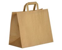Bolsas Kraft asas planas 80g/m² Alt 27 x An 32 x Fon 22 cm - paquete de 250
