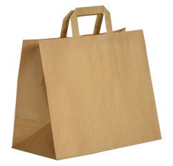 Bolsas Kraft asas planas 80g/m² Alt 27 x An 32 x Fon 22 cm - paquete de 250