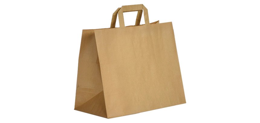 Sac kraft brun poignées plates qualité 80 g/m² - 250 sacs