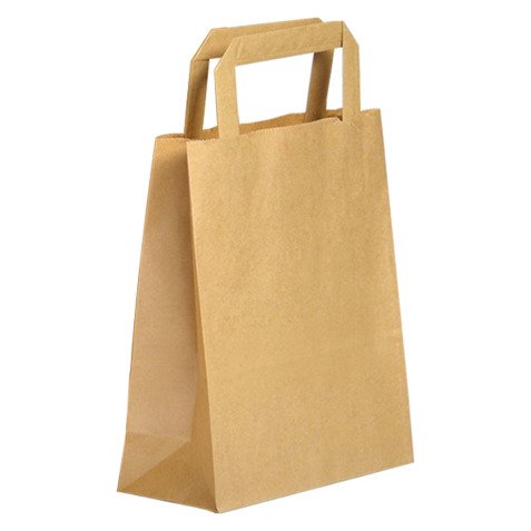 Bolsas Kraft asas planas 70g/m² Alt 22 x An 18 x Fon 8 cm - paquete de 300