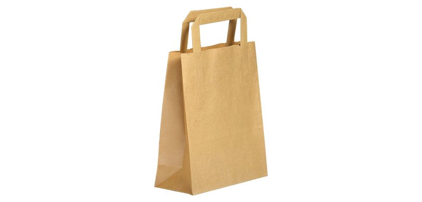 Sac kraft brun poignées plates qualité 70 g/m² - 300 sacs
