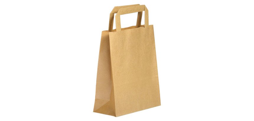 Sac kraft brun poignées plates qualité 70 g/m² - 300 sacs