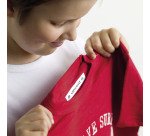 Ruban textile thermocollant Dymo LetraTag 12 mm x 2 m blanc écriture noire