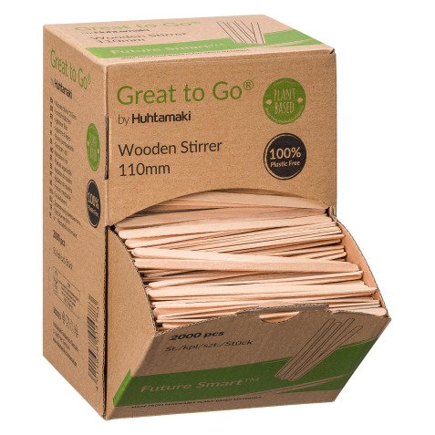 Stirring sticks in wood length 11 cm - dispensing box of 2000 pieces