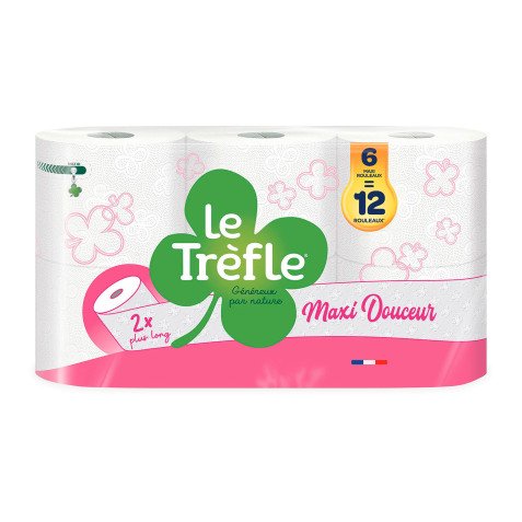 Papier toilette double épaisseur Le Trèfle Maxi Douceur - 12 = 24 rouleaux