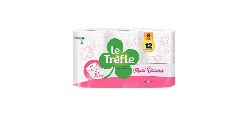Papier toilette double épaisseur Le Trèfle Maxi Douceur - 12 = 24 rouleaux