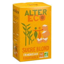 Sucre blond de canne bio, en morceaux Alter Eco - Paquet de 500 g