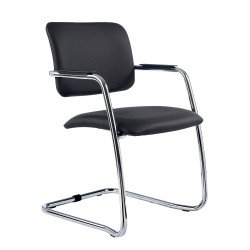 Chaise de réunion cuir noir Constance
