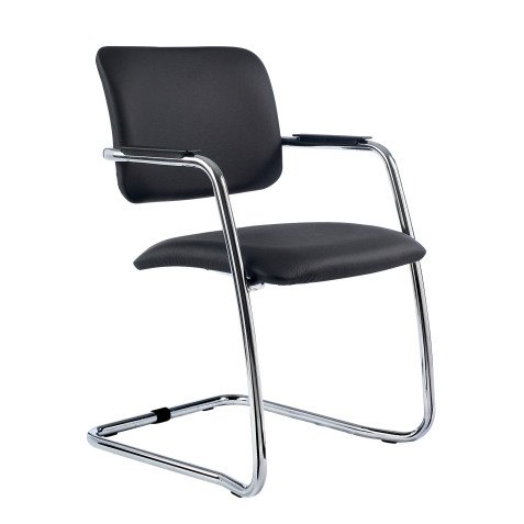 Chaise de réunion cuir noir Constance