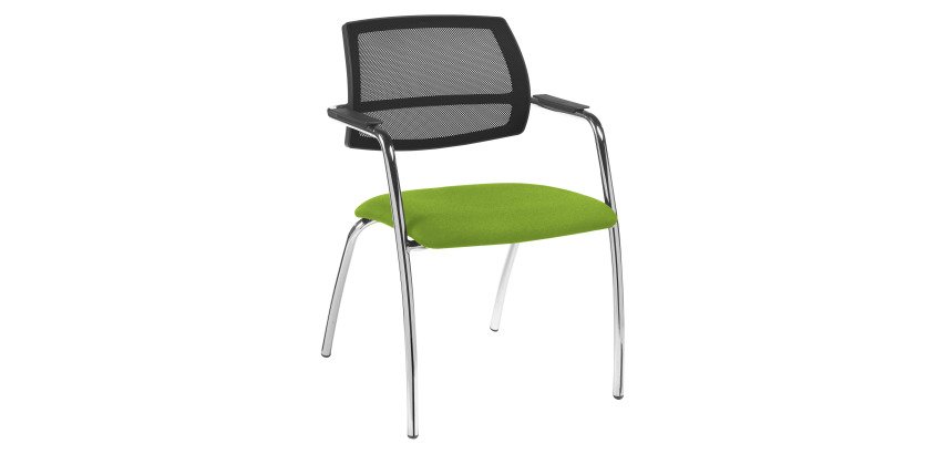 Chaise de réunion Constance, tissu Bondai non feu, dossier maille
