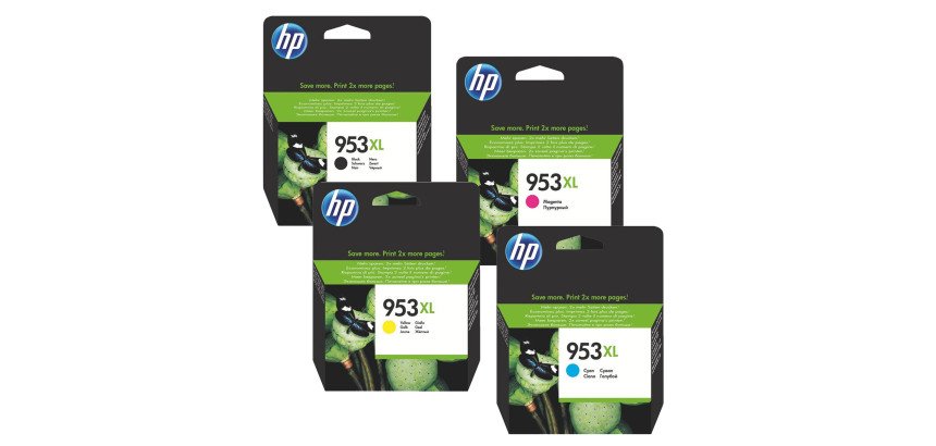 Pack cartouches HP 953XL noir + 3 couleurs pour imprimante jet d'encre