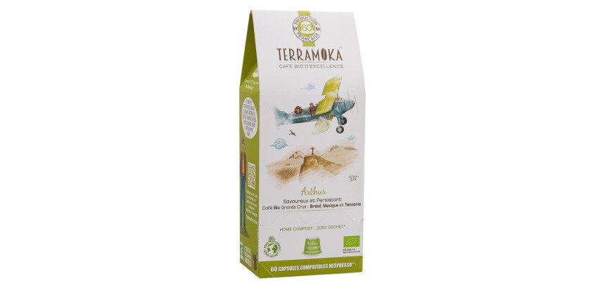 Capsules de café Terramoka Arthur Bio - Boîte distributrice de 60