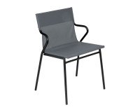 Fauteuil Horizon Lafuma - toile batyline anthracite - pied acier noir