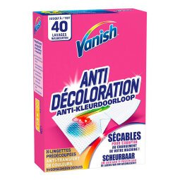 Lingettes antidécoloration sécables Vanish - Boîte de 20