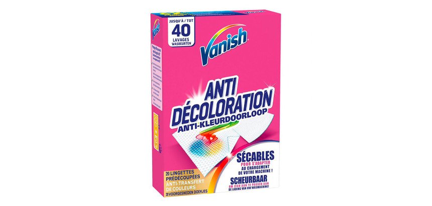 Lingettes anti-décoloration sécables Vanish - 40 lavages - Boîte de 20