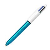 Stylo bille 4 couleurs Bic Shine rétractable pointe 1 mm - écriture moyenne - Cadeau pour 1 boîte de 12 = 2 stylos 4 Couleurs Bicolore offerts
