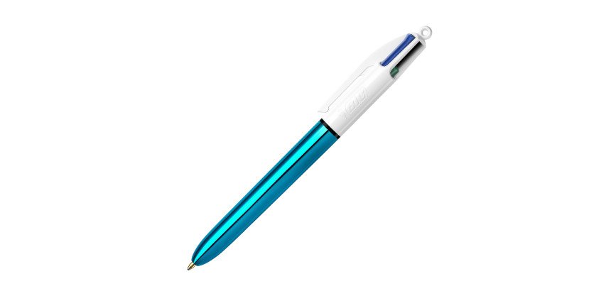 Stylo bille 4 couleurs Bic Shine rétractable pointe 1 mm - écriture moyenne - Boîte de 12 couleurs assorties